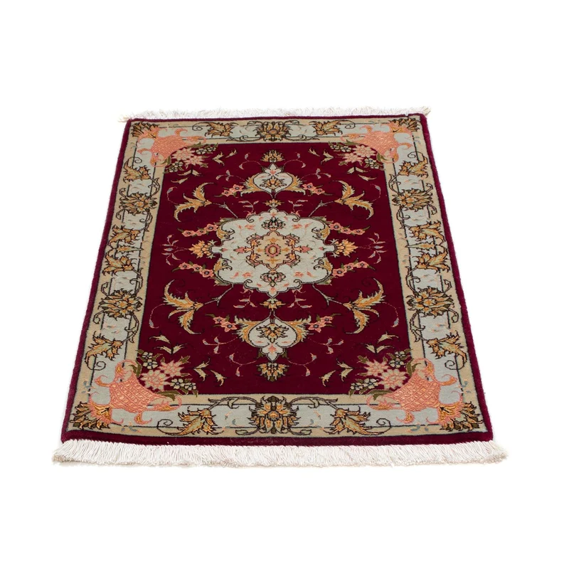 Täbriz - 50 Raj Teppich 60x90cm - Perserteppich - dunkelrot
