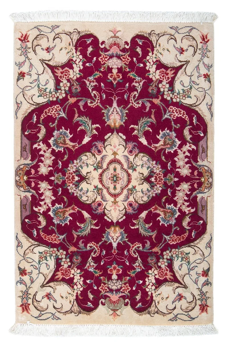 Täbriz - 50 Raj Teppich 60x90cm - Perserteppich - dunkelrot