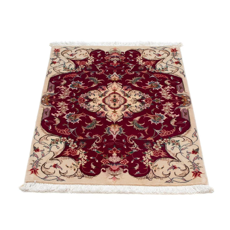 Täbriz - 50 Raj Teppich 60x90cm - Perserteppich - dunkelrot