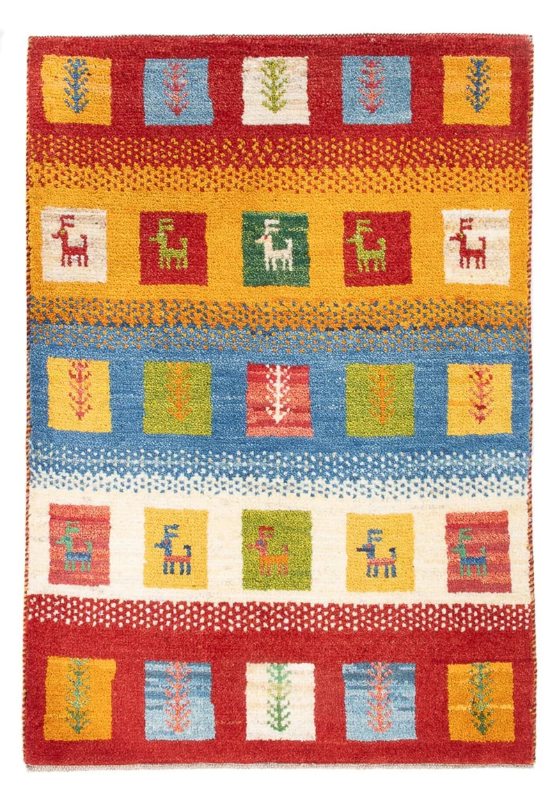 Gabbeh Persisch Teppich 61x87cm - Perserteppich Wollteppich - mehrfarbig