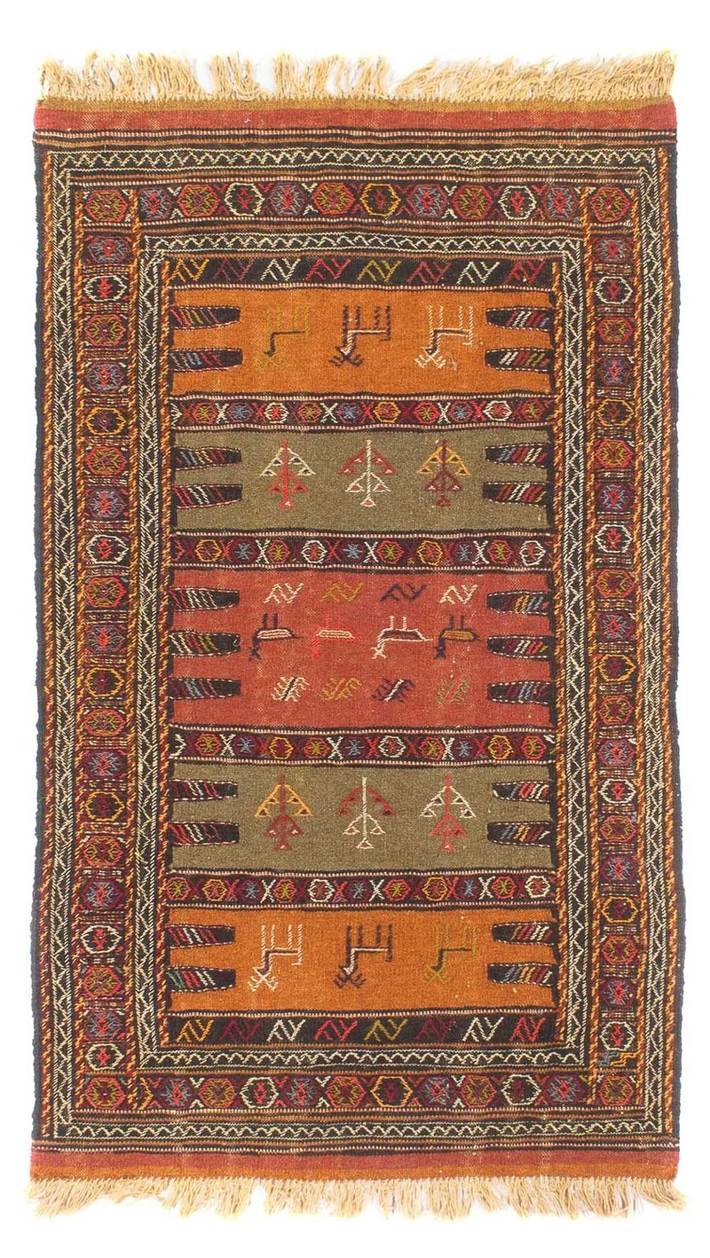 Kelim Senneh Teppich 100x170cm - mehrfarbig