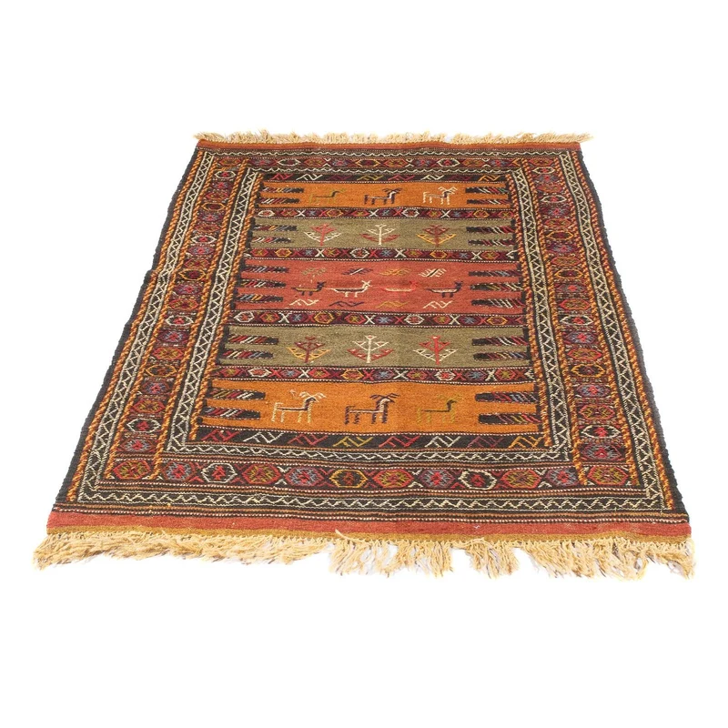 Kelim Senneh Teppich 100x170cm - mehrfarbig