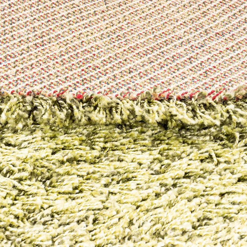 Hochflor Teppich rund - 200 x 200 cm - olivgrün