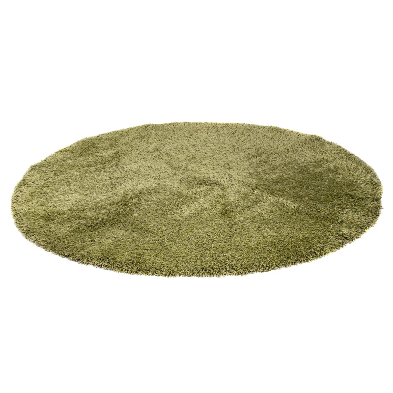 Hochflor Teppich rund - 200 x 200 cm - olivgrün