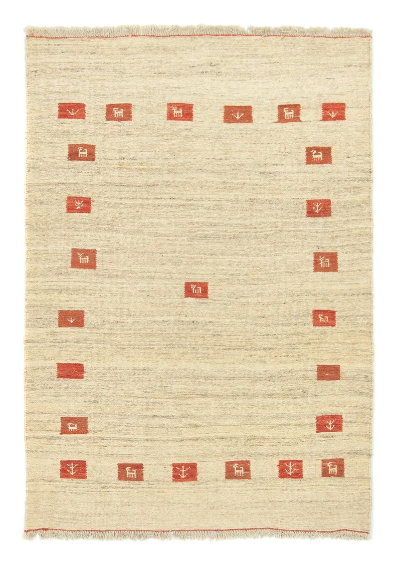Gabbeh Teppich Indus 120x180cm - Wollteppich - beige