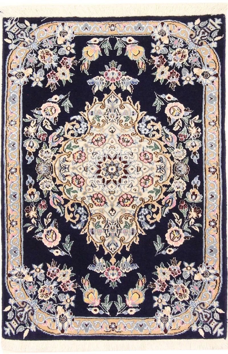 Perserteppich - Nain - Royal - 60 x 90 cm - dunkelblau
