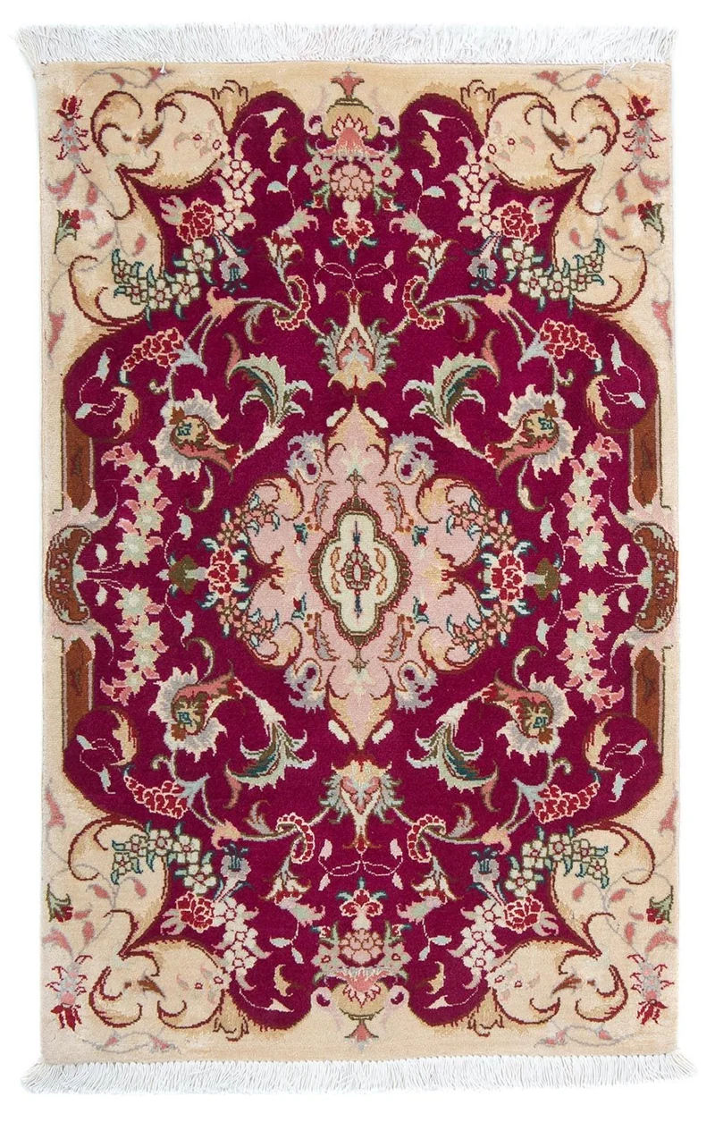 Täbriz - 50 Raj Teppich 60x90cm - Perserteppich - dunkelrot