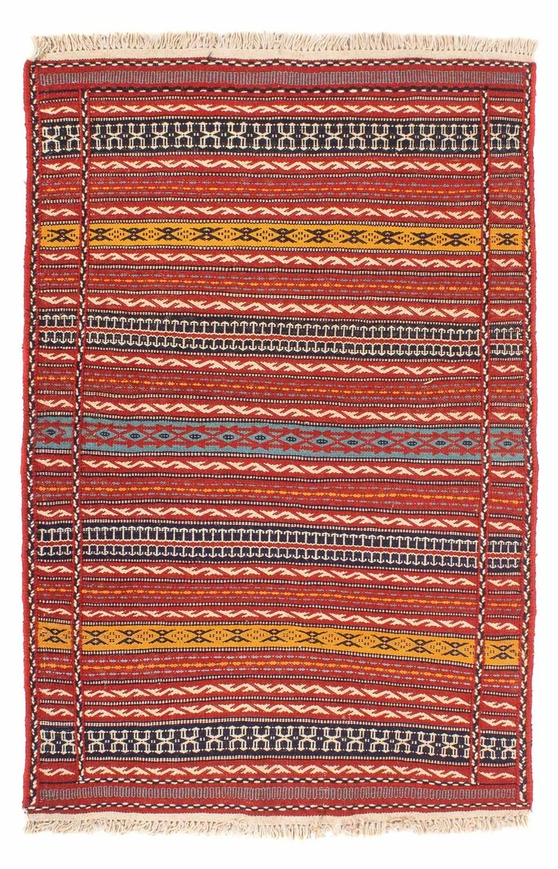 Kelim Senneh Teppich 100x150cm - mehrfarbig