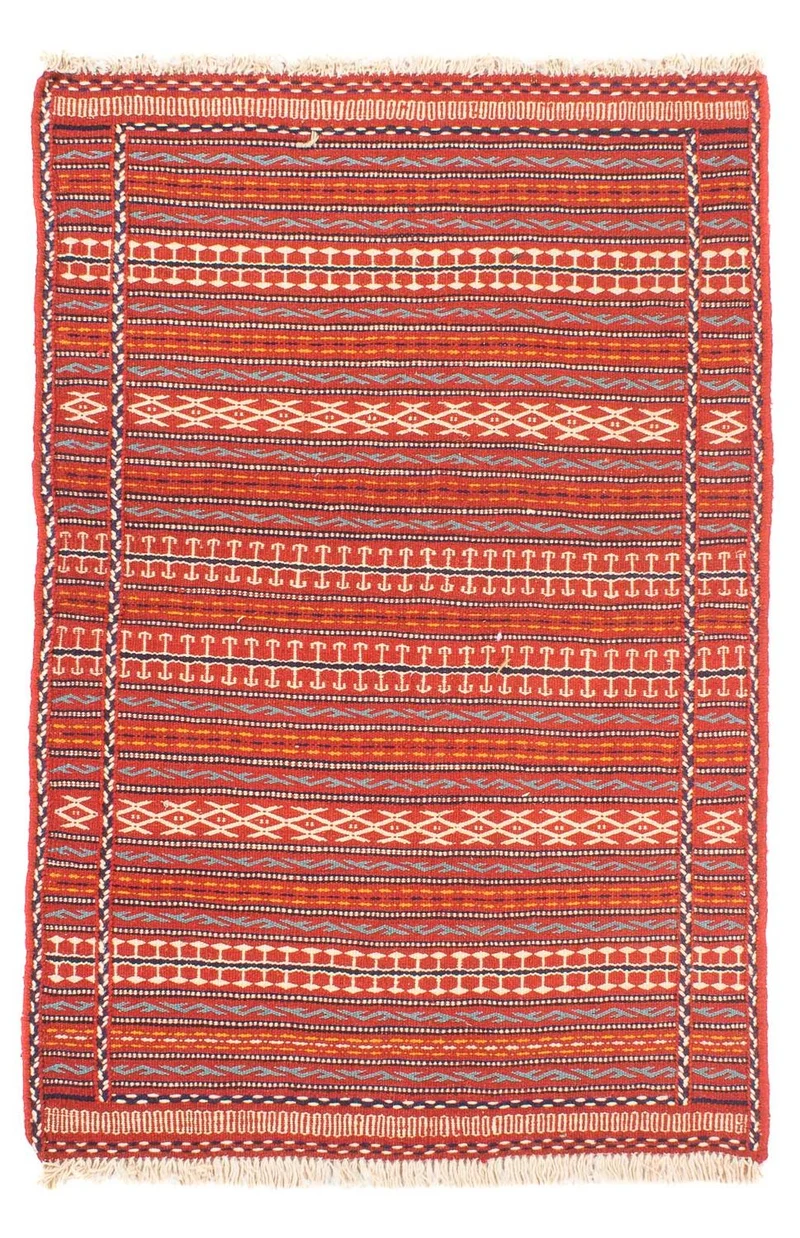 Kelim Senneh Teppich 100x150cm - mehrfarbig
