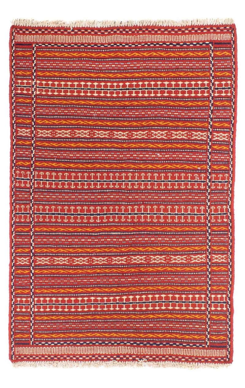 Kelim Senneh Teppich 100x150cm - mehrfarbig