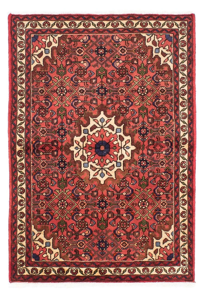 Hosseinabad Teppich 103x150cm - Perserteppich - dunkelrot