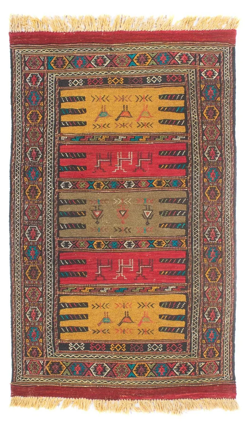 Kelim Senneh Teppich 100x170cm - mehrfarbig