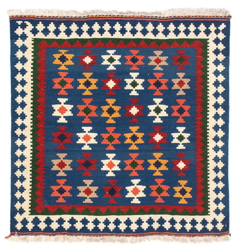 Kelim Fars Teppich 100x104cm - dunkelblau