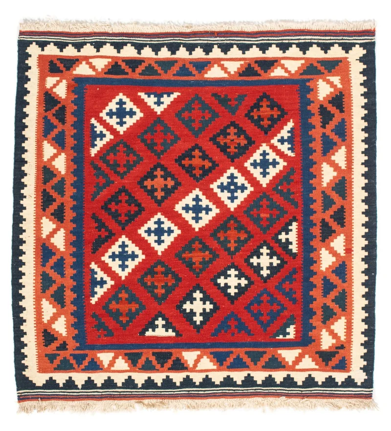 Kelim Fars Teppich 102x104cm - dunkelrot