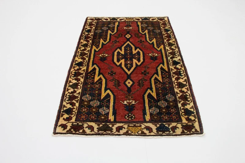 Hamadan Teppich 85x135cm - Perserteppich - rot