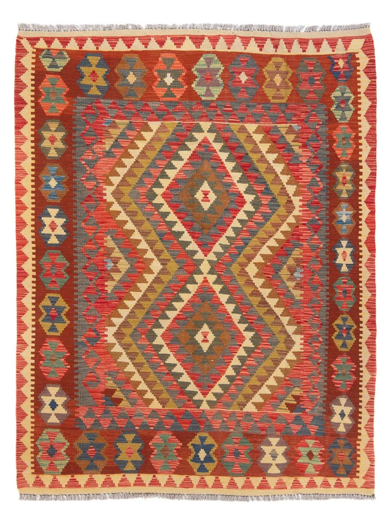 Kelim Maimene Teppich 148x198cm - Wollteppich - mehrfarbig