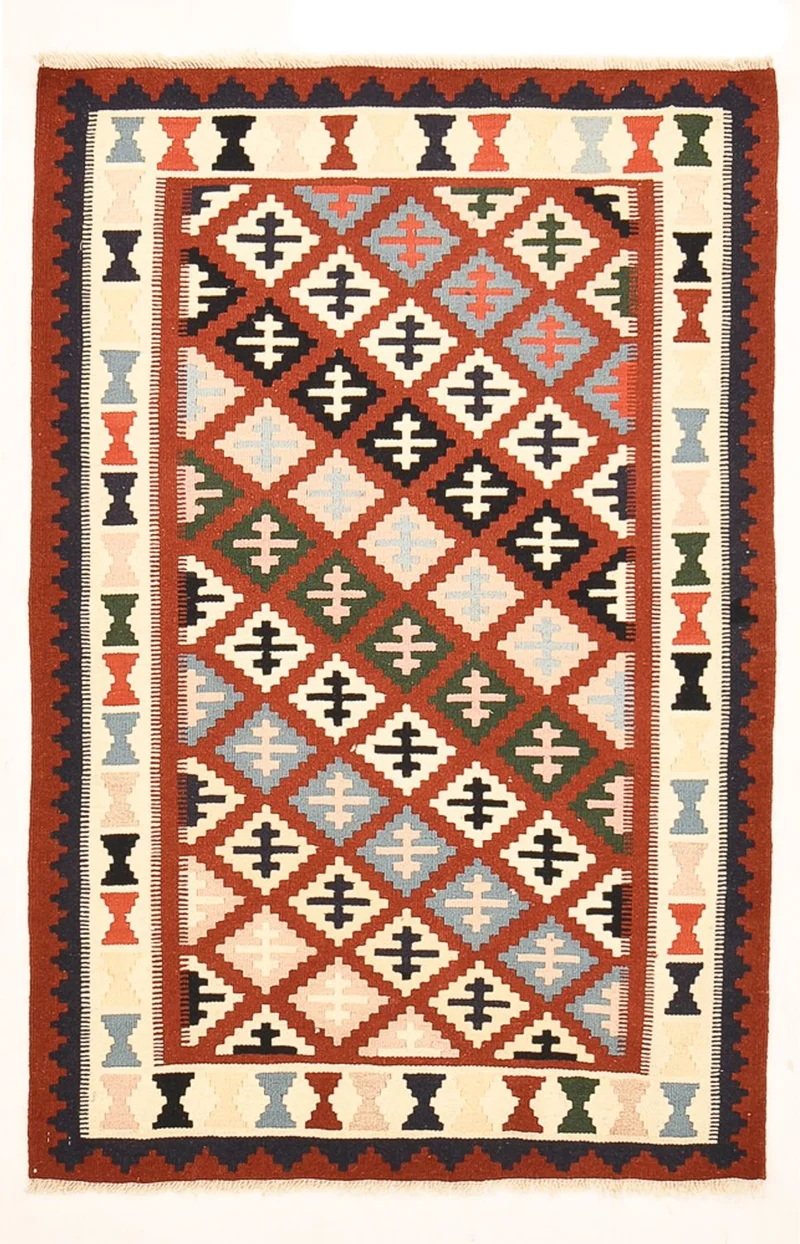 Kelim Fars Teppich 100x155cm - mehrfarbig