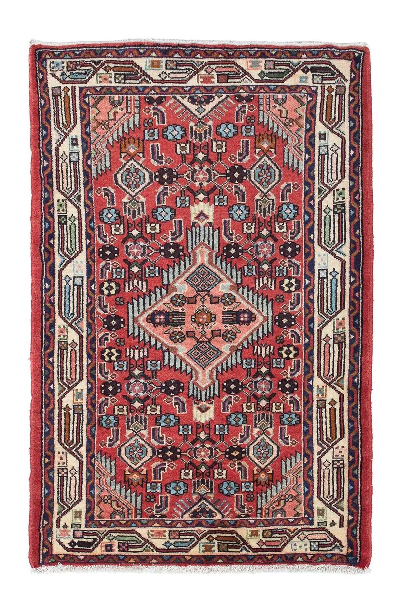 Hamadan Teppich 80x126cm - Perserteppich - rot