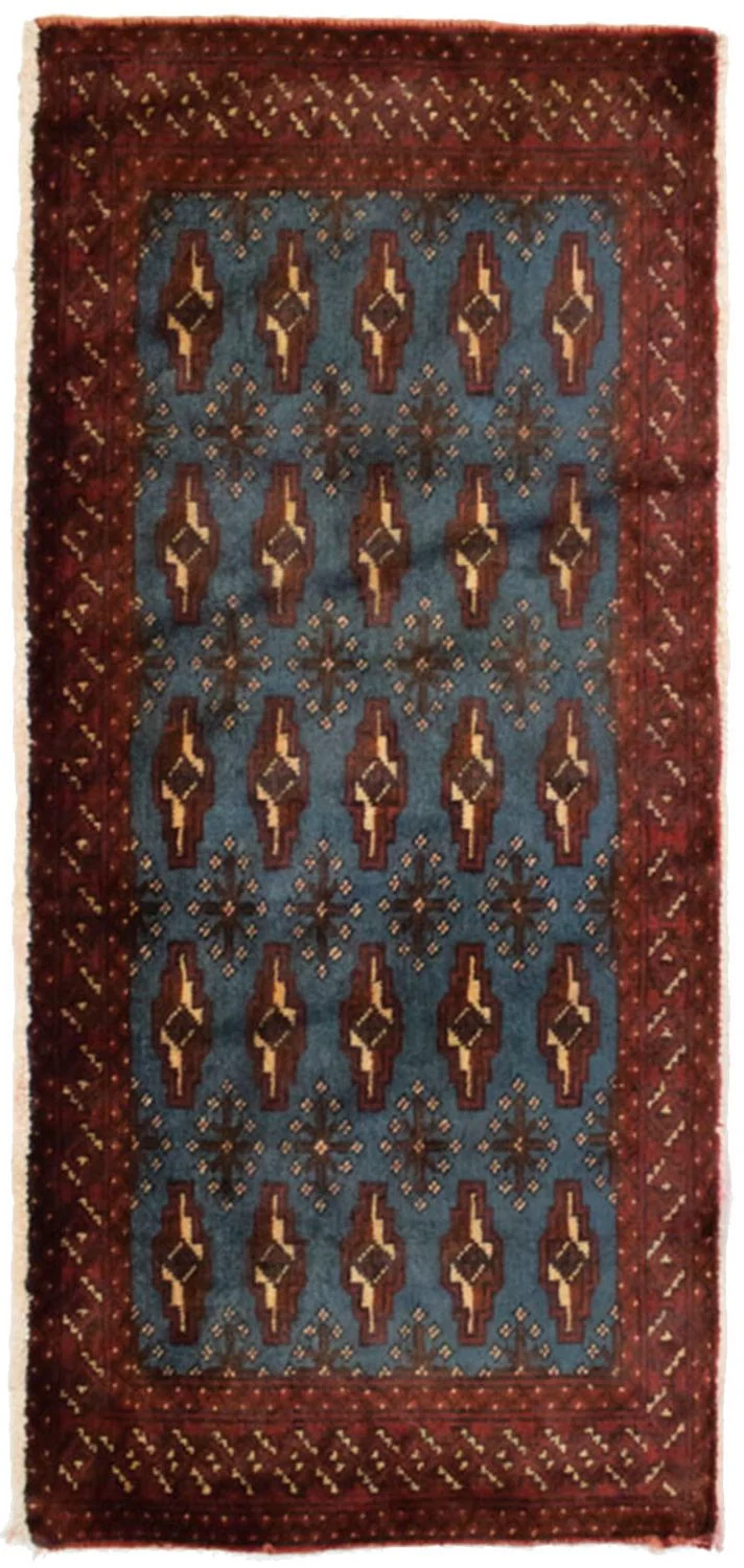 Turkaman Teppich 60x130cm - Orientteppich - blau