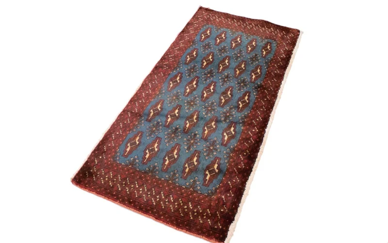 Turkaman Teppich 60x130cm - Orientteppich - blau