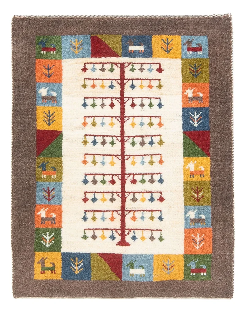 Gabbeh Persisch Teppich 63x90cm - Perserteppich Wollteppich - mehrfarbig