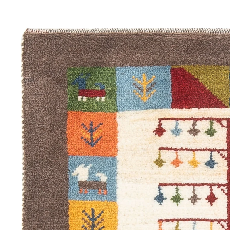 Gabbeh Persisch Teppich 63x90cm - Perserteppich Wollteppich - mehrfarbig
