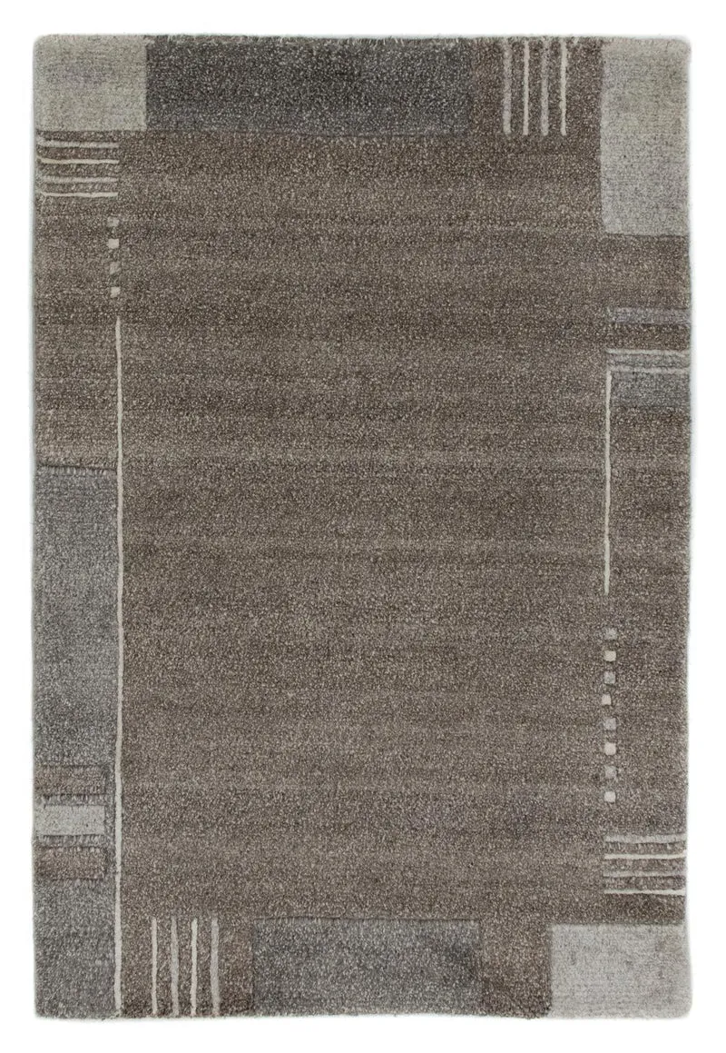 Nepal Teppich 60x90cm - Wollteppich - grau