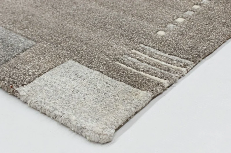 Nepal Teppich 60x90cm - Wollteppich - grau