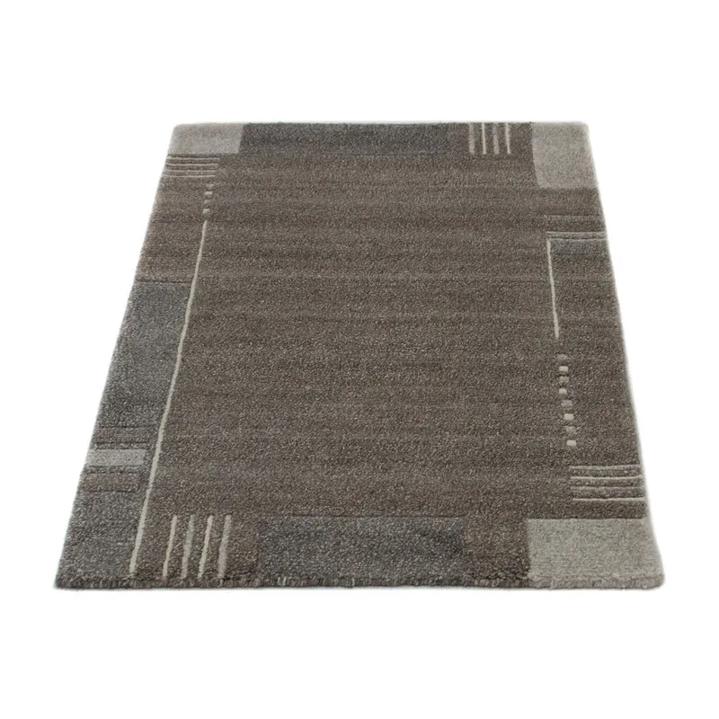 Nepal Teppich 60x90cm - Wollteppich - grau