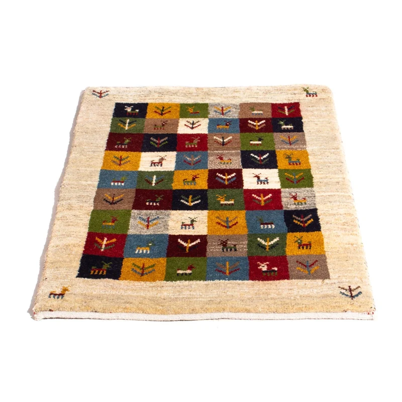Gabbeh Persisch Teppich 62x90cm - Perserteppich Wollteppich - mehrfarbig