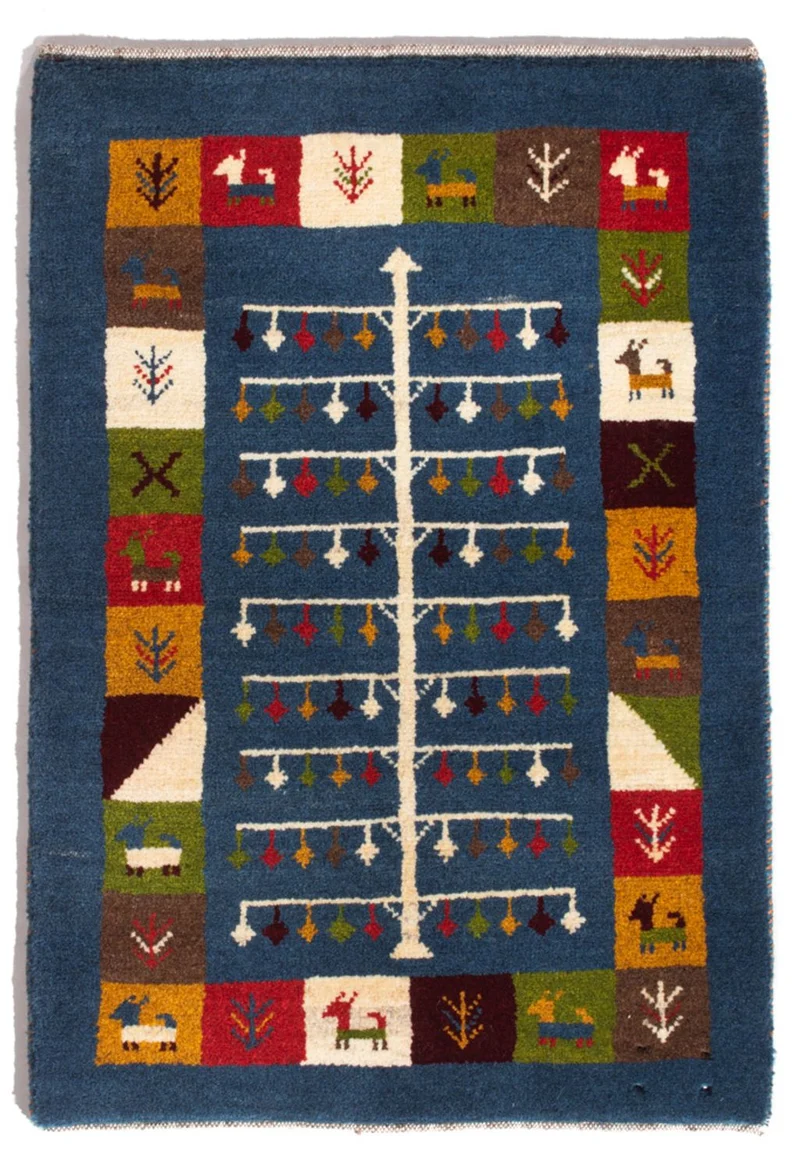 Gabbeh Persisch Teppich 62x90cm - Perserteppich Wollteppich - mehrfarbig