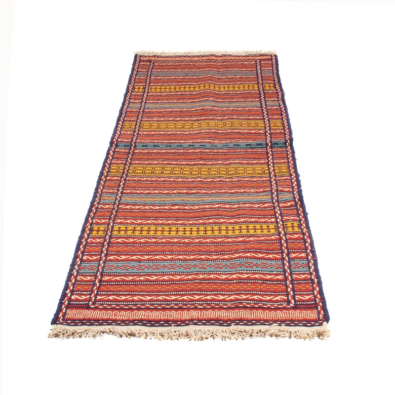 Kelim Senneh Teppich 70x200cm - mehrfarbig