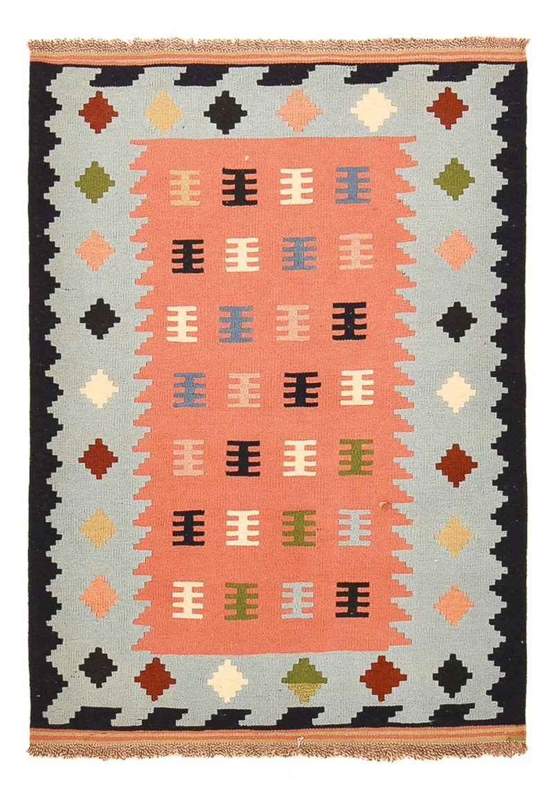 Kelim Fars Teppich 100x143cm - mehrfarbig