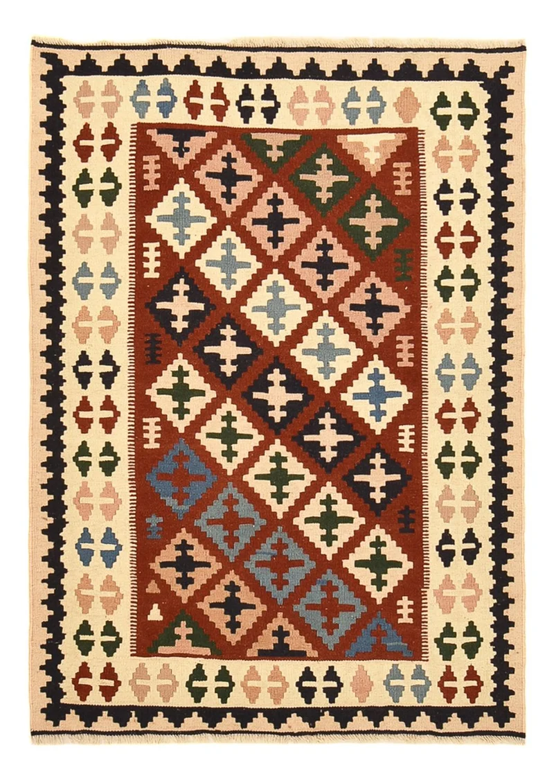 Kelim Fars Teppich 100x142cm - mehrfarbig