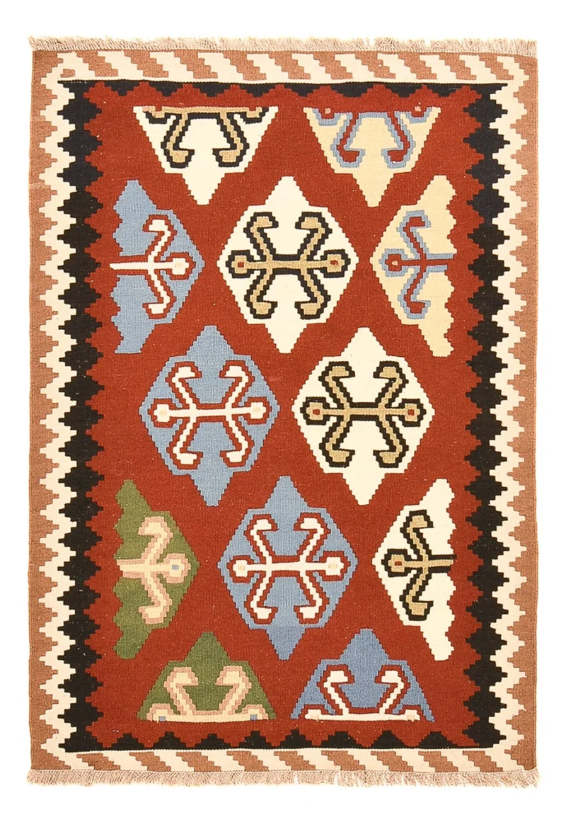 Kelim Fars Teppich 100x146cm - mehrfarbig