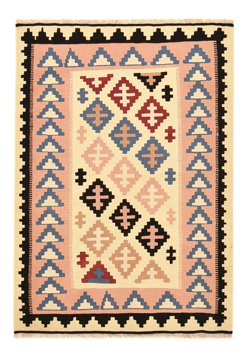Kelim Fars Teppich 100x145cm - mehrfarbig