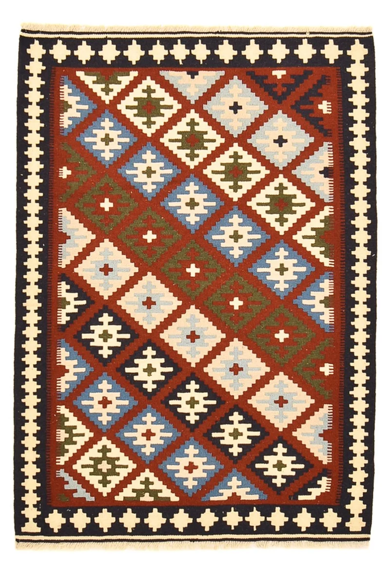Kelim Fars Teppich 100x145cm - mehrfarbig