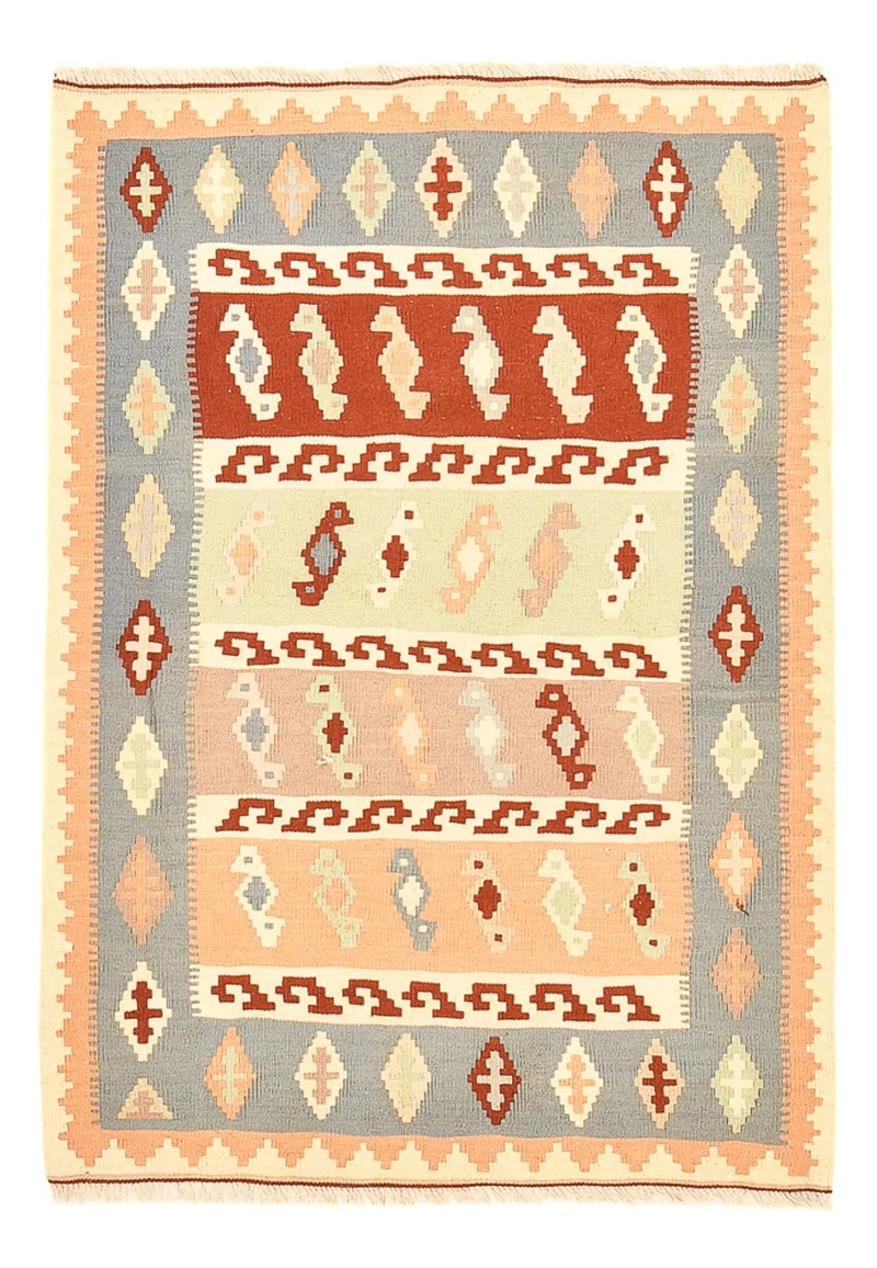 Kelim Fars Teppich 102x143cm - mehrfarbig