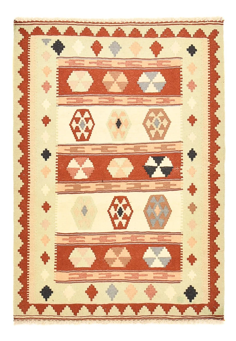 Kelim Fars Teppich 100x145cm - mehrfarbig