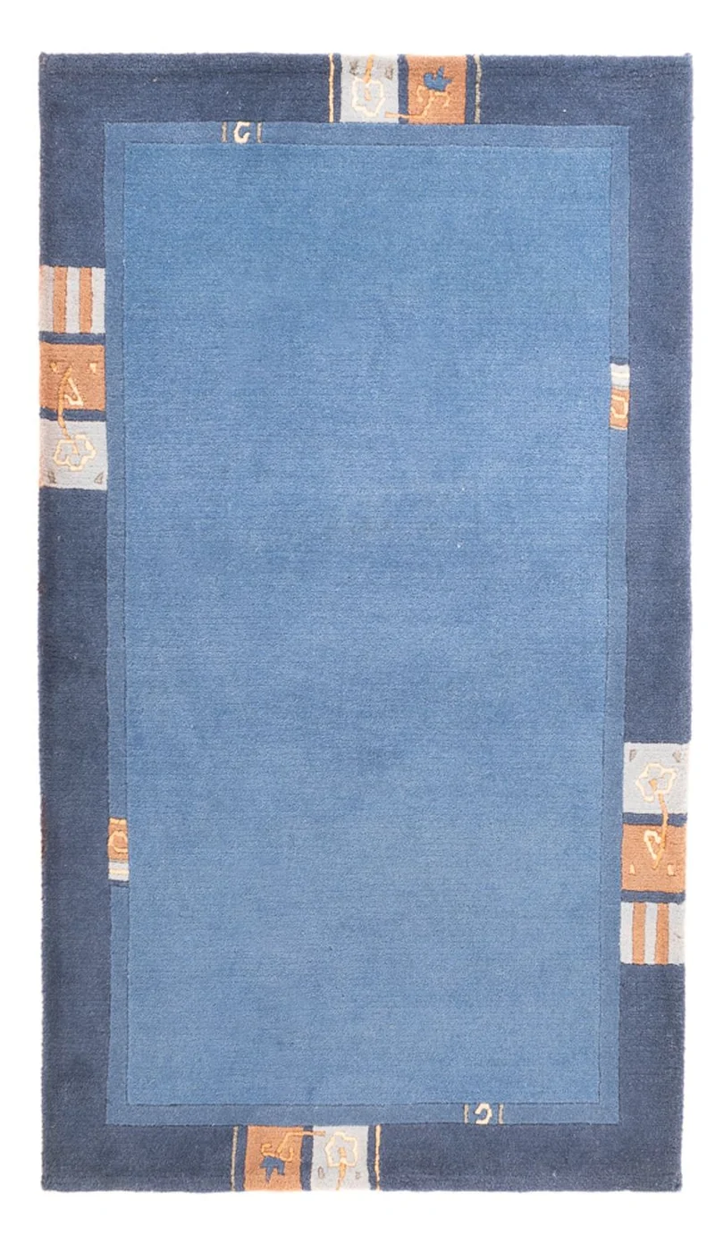 Nepal Teppich 90x160cm - Wollteppich - blau
