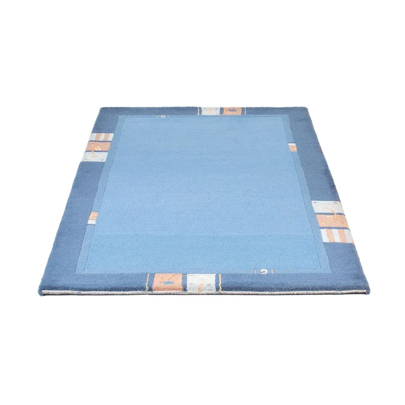 Nepal Teppich 90x160cm - Wollteppich - blau