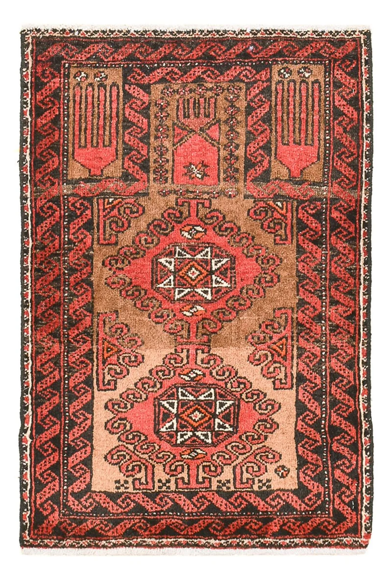 Hamadan Teppich 52x74cm - Perserteppich - rot