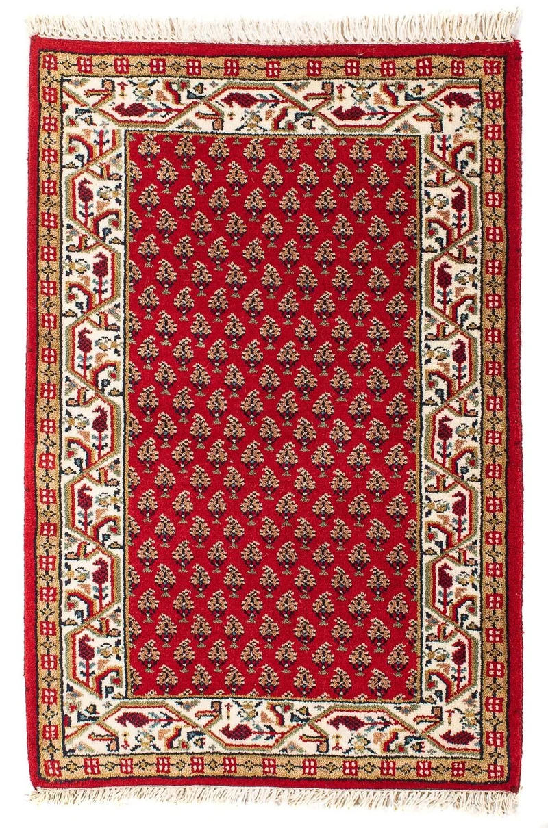 Indo Mir Teppich 60x90cm - Orientteppich - dunkelrot