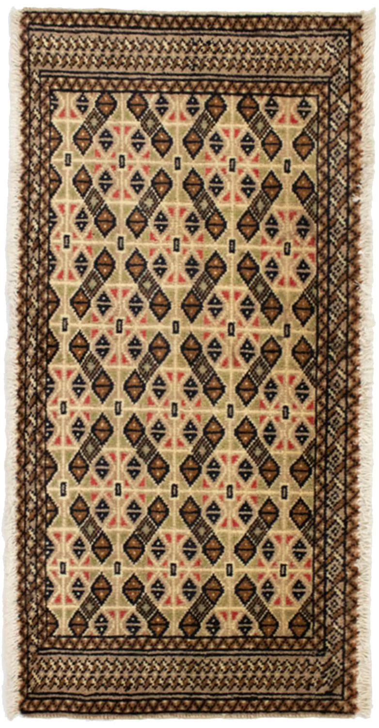 Turkaman Teppich 50x100cm - Orientteppich - beige