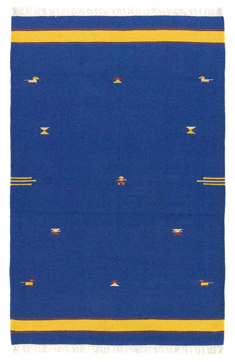 Kelim Modern Teppich 120x180cm - blau