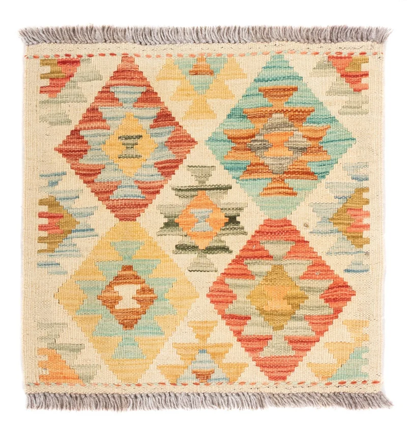 Kelim Teppich - Splash quadratisch - 50 x 52 cm - mehrfarbig