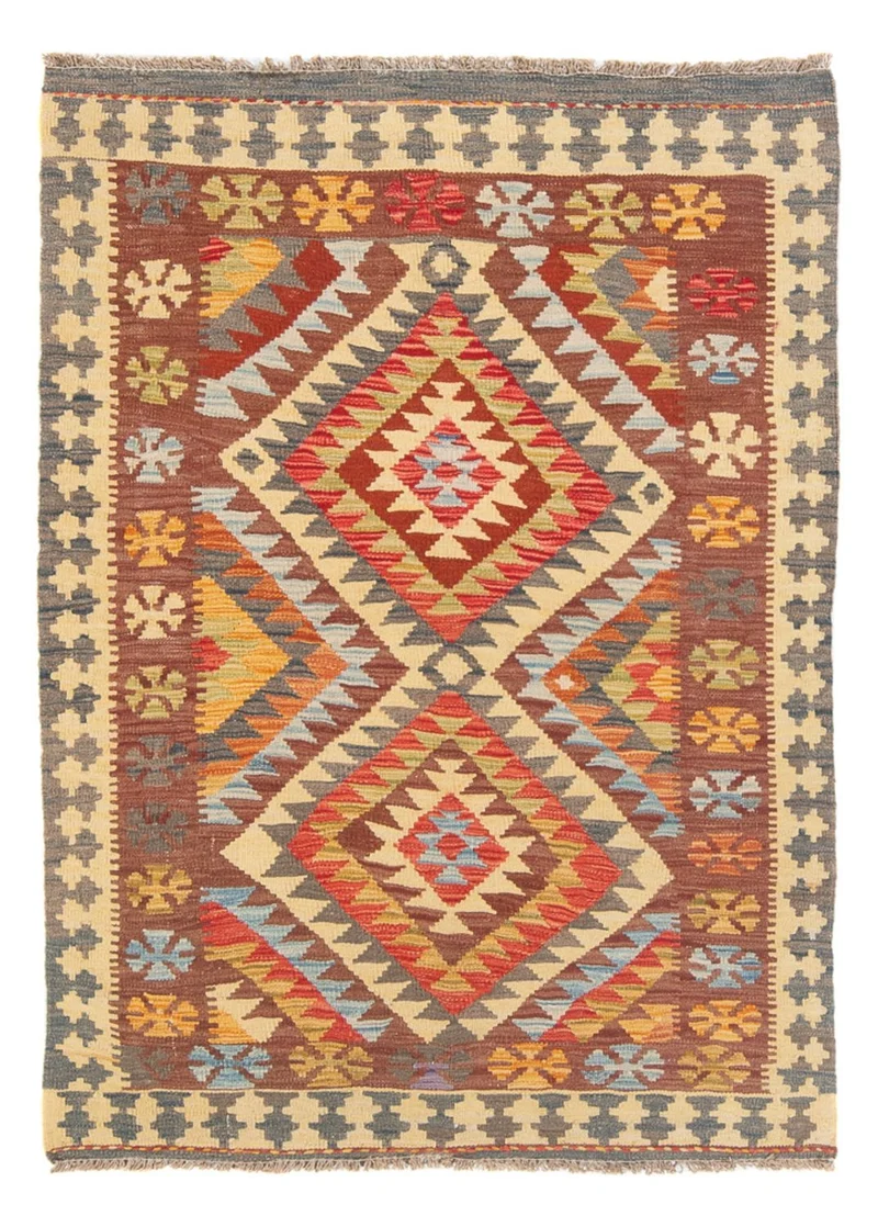 Kelim Maimene Teppich 100x152cm - Wollteppich - mehrfarbig
