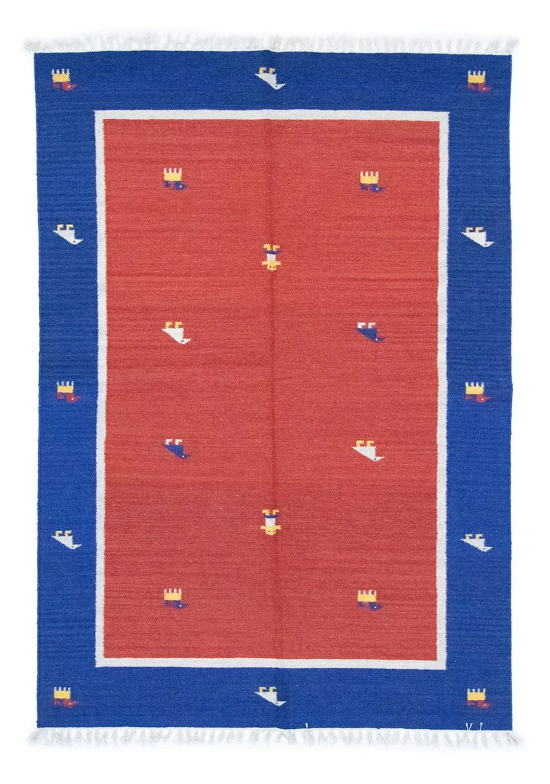 Kelim Modern Teppich 140x200cm - rot