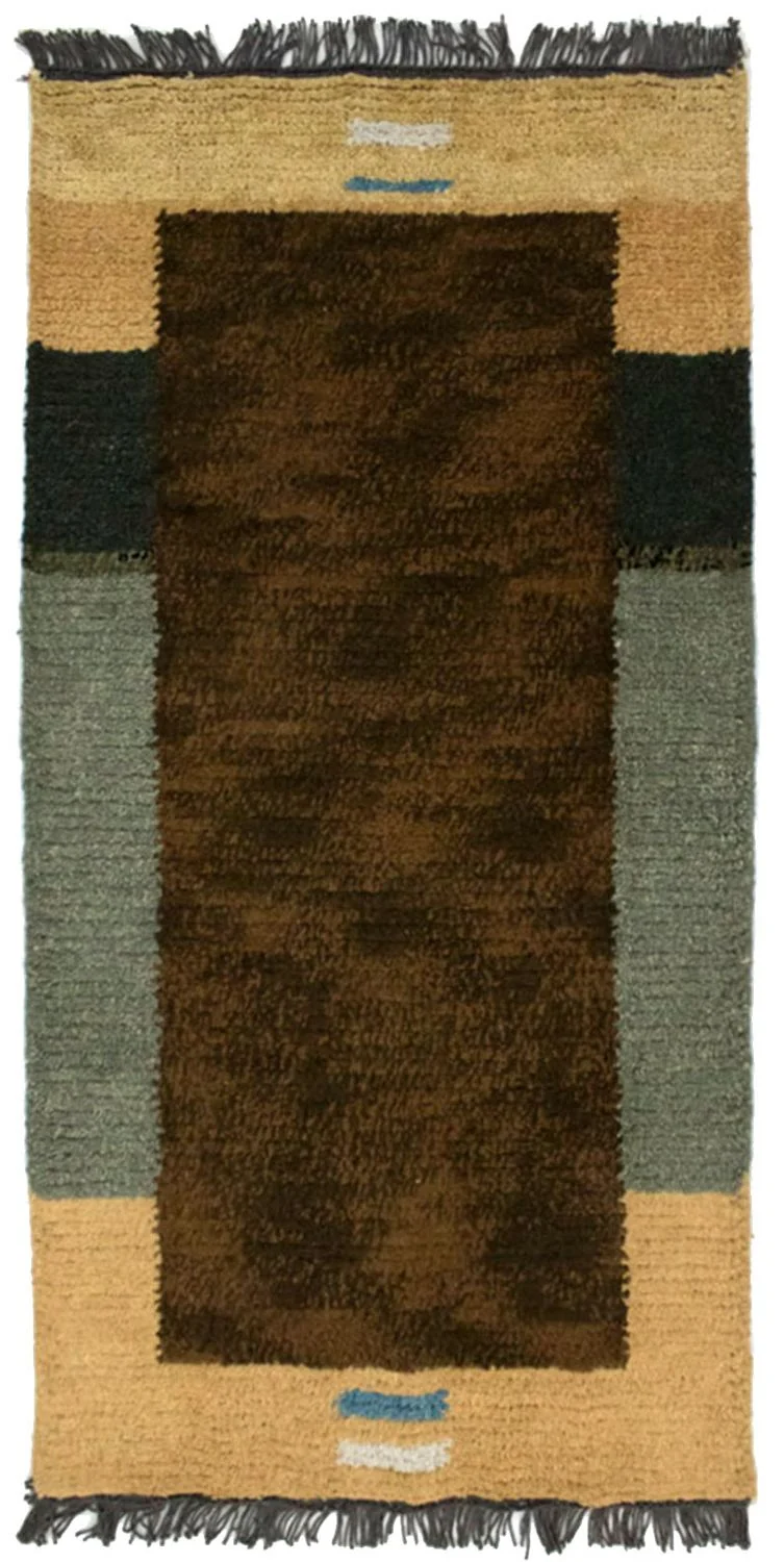 Nepal Teppich 70x140cm - Wollteppich - braun