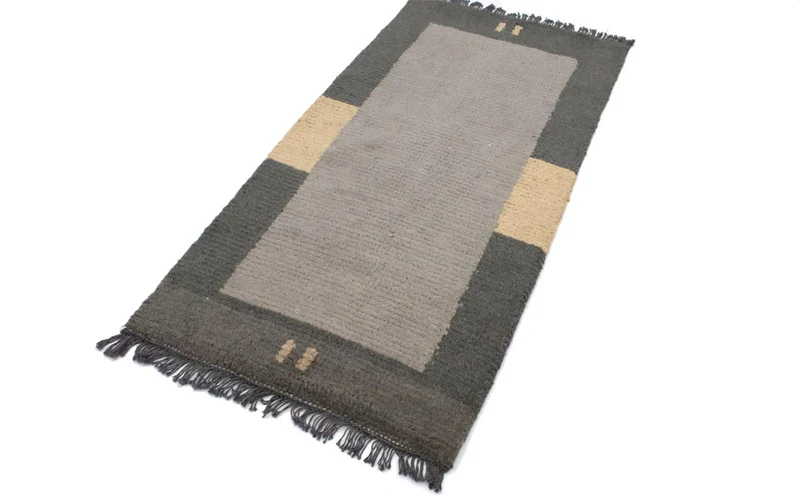 Nepal Teppich 70 x 140 cm - grau